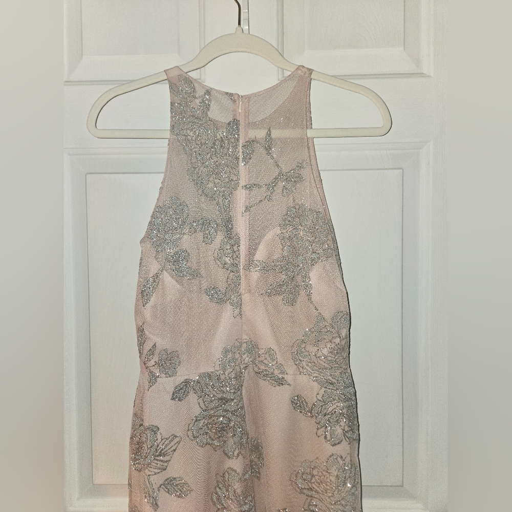 Hayley Paige Occasions Light Pink Glittery Halter Gown Size 4 - Picture 3 of 14